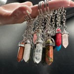 Crystal Keychain Supplier - Natural Quartz Hexagonal Column Handmade Double Point Keychain