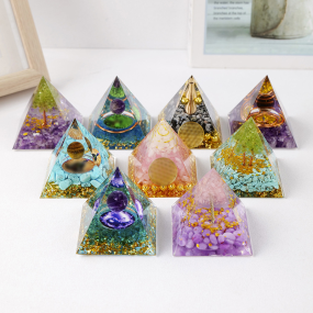 Resin Pyramid Supplier - Wholesale Handmade Amethyst Tiger Eye Energy Resin Pyramid