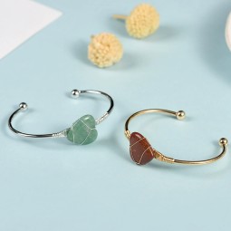 Crystal Bracelet Factory - Bulk Wire Wrapped Natural Healing Stone Quartz Crystal Bangle