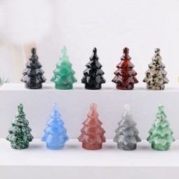 宝石雕刻供应商-批发手工雕刻圣诞树水晶装饰