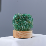 水晶容器供应商-天然粉晶碎石化妆刷笔筒