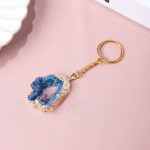 宝石钥匙扣供应商-新到疗愈宝石原石紫水晶金边钥匙扣