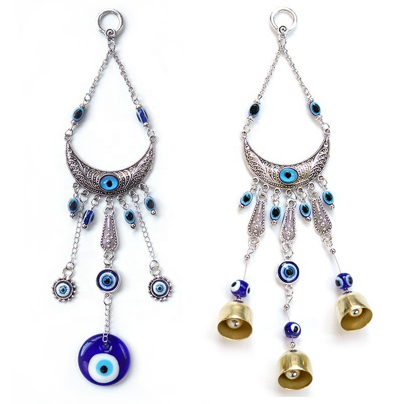 Car Hanging Factory - Devil's Eye Metal Moon Shape Car Hanging Blue Evil Angel Eye