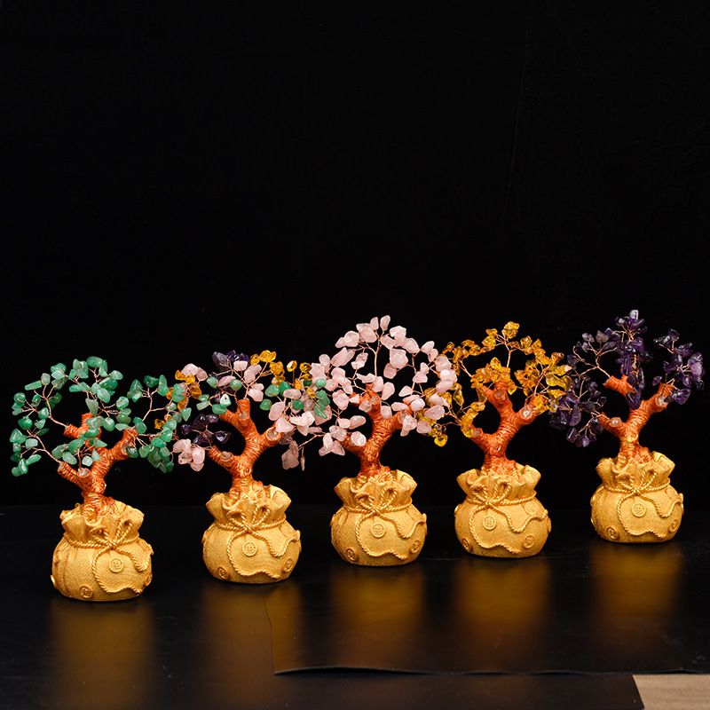 Gemstone Tree Supplier - Wholesale Gold Ingot Citrine Stone Lucky Tree Crystal Craft