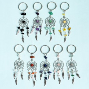 Dream Catcher Keychain Supplier - Natural Crystal Gravel Alloy Dream Catcher Key Chain