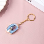 宝石钥匙扣供应商-新到疗愈宝石原石紫水晶金边钥匙扣