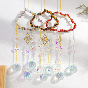 Sun Catcher Supplier - Factory Wholesale Handmade Crystal Chips Cloud Wind Chime