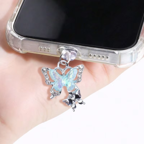 Mobile Phone Dust Plug Supplier - Butterfly Diamond Pearl Accessory