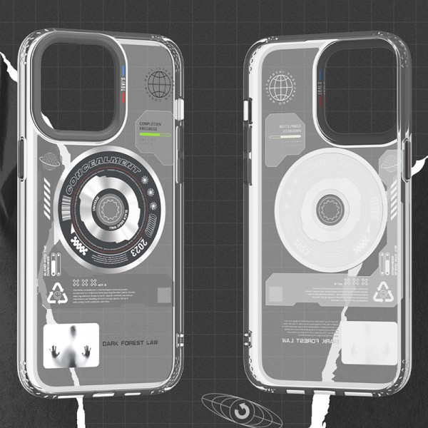 Phone Case Manufacturer - Retro CD Laser Magnetic Ring Shockproof Cover