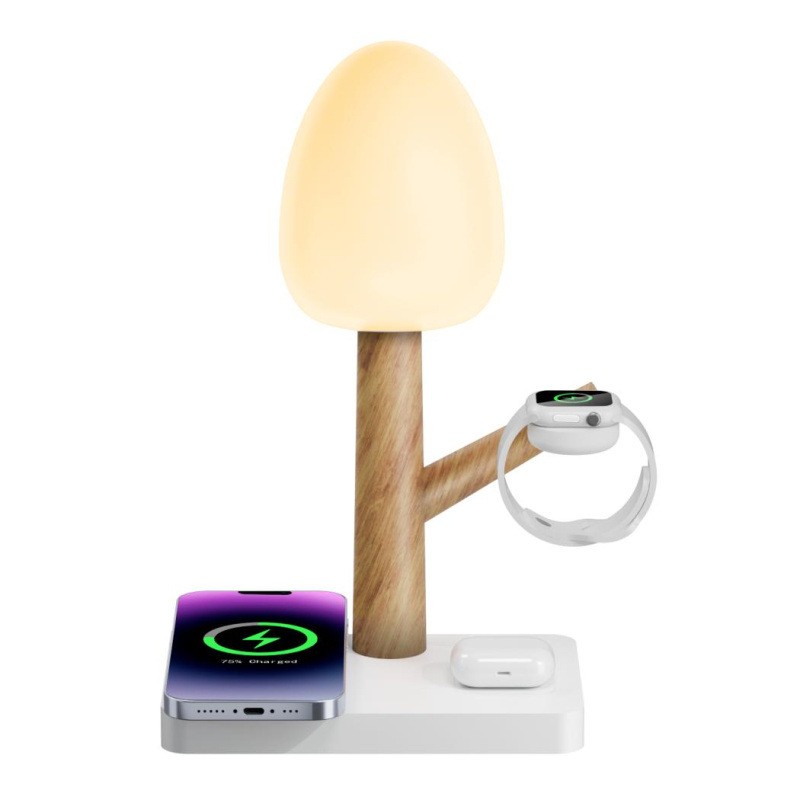 Wireless Charger Manufacturer - Wood Grain Multi-functional LED Charger
