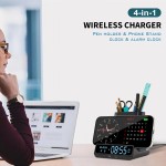 Qi充电器供应商 - 15W三合一笔筒闹钟站