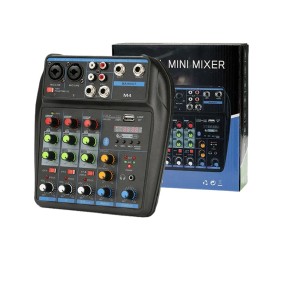 DJ Mixer Factory - 4 Channel Bluetooth Phantom Power Karaoke Mixer