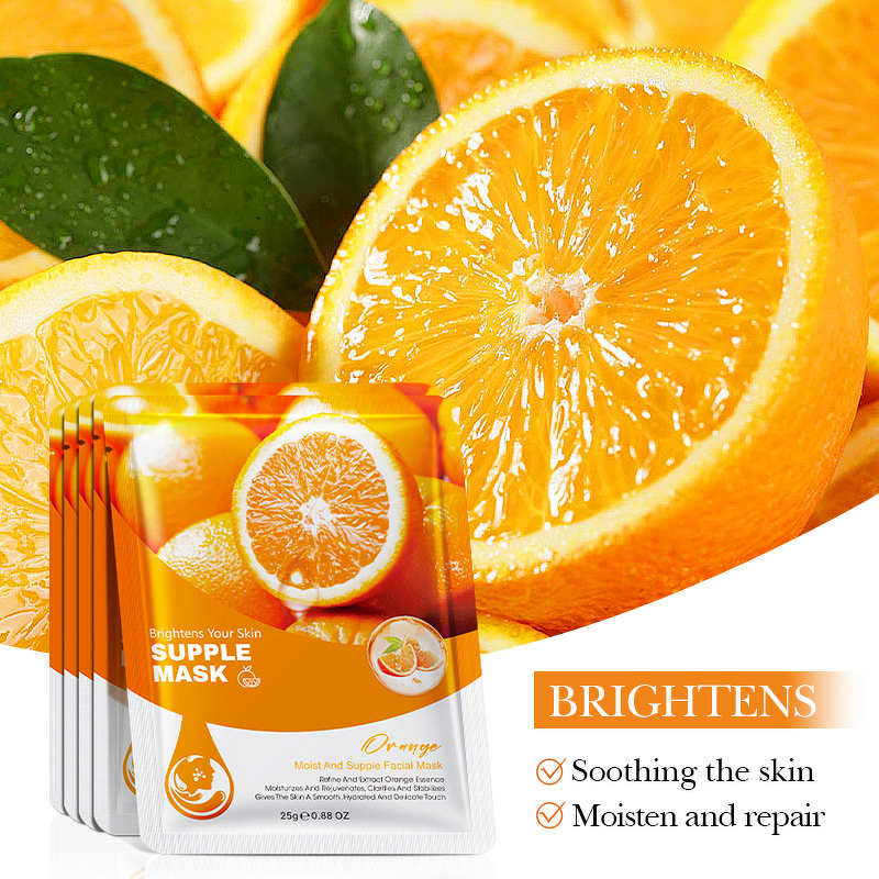 Orange Fruit Facial Mask Sheet for Skin Whitening & Soothing - Wholesale