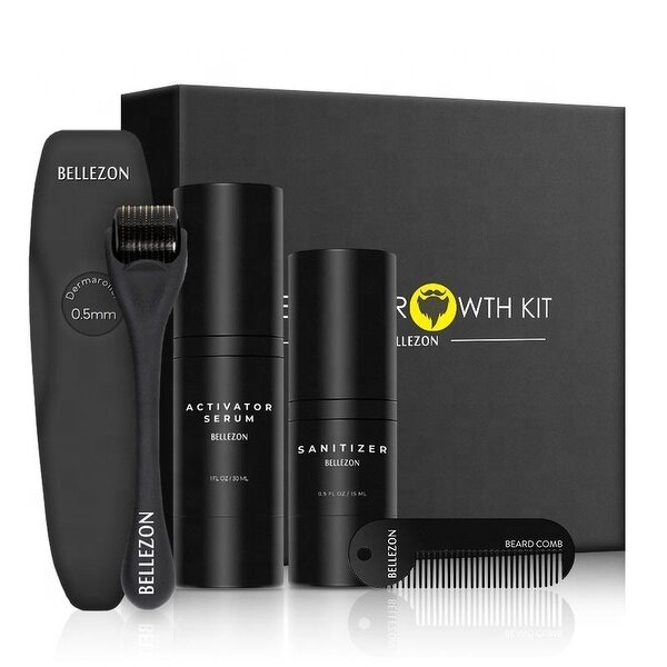 Beard Growth Kit Manufacturer - 4-Piece Set with Oil, Serum & Comb for Men