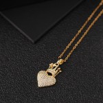 Heart Crown Manufacturer - Waterproof Non-fade Copper Plated Gold Heart Crown Clavicle Chain