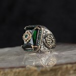 Ethnic Ring Supplier - Europe USA Popular Retro Square Ethnic Style Aquamarine Zircon Ring