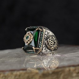 Ethnic Ring Supplier - Europe USA Popular Retro Square Ethnic Style Aquamarine Zircon Ring