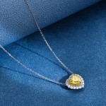 Heart Necklace Factory - New Design Pink Yellow Heart S925 Silver Crystal Heart Pendant