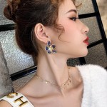 水晶花耳环供应商-S925银针夸张水晶花耳环钻石镶嵌
