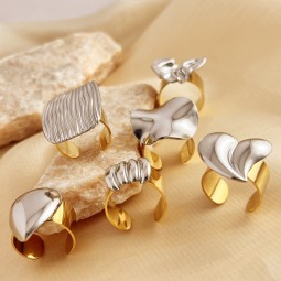 Color Ring Manufacturer - New Stainless Steel Plated 18K Gold Color Ring Waterproof Titanium Steel