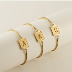 Letter Bracelet Factory - Titanium Steel Sanded 26-letter Bracelet Hollow-out Adjustable for Women