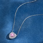 Heart Necklace Factory - New Design Pink Yellow Heart S925 Silver Crystal Heart Pendant