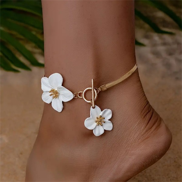 Anklet Factory - 2025 New Design Women's Fashion Flower Charm Chain Beach Jewelry