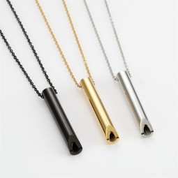 Breath Necklace Factory - Stainless Steel Mindful Breath Necklace Stereo Whistle Meditation