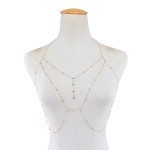 Body Chain Supplier - Sexy Exaggerated Beach Casual Crystal Pendant Tassel Bra Body Chain