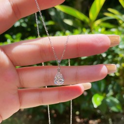 Wedding Necklace Factory - 2024 Luxury Wedding Style S925 Silver 5A Zircon Water Drop Pendant