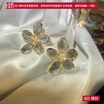 水晶花耳环供应商-S925银针夸张水晶花耳环钻石镶嵌