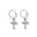 Cross Earring Factory - In Stock 925 Sterling Silver Hiphop Zircon 18K Gold Plated Cross