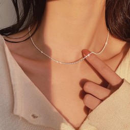 Sparkling Necklace Manufacturer - New Fashion 925 Sterling Silver Sparkling Clavicle Choker Necklace
