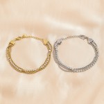 Zircon Bracelet Manufacturer - Hot-selling Waterproof Stainless Steel 18K Gold Zircon Bracelet