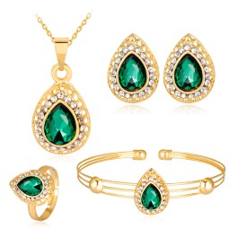 Heart Crystal Set Manufacturer - Fashion Heart Shape Crystal Necklace Bracelet Earrings Set