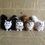 猫钥匙扣生产厂家-定制仿真猫毛绒钥匙扣填充小猫模型猫