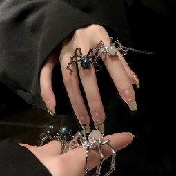 Spider Ring Supplier - Spider Dark Punk Ring Ins Niche Design Moonstone Metal Adjustable