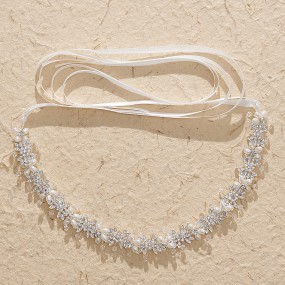 Streamer Headband Supplier - Children's Pearl Streamer Headband Princess Net Gauze Ponytail Headband