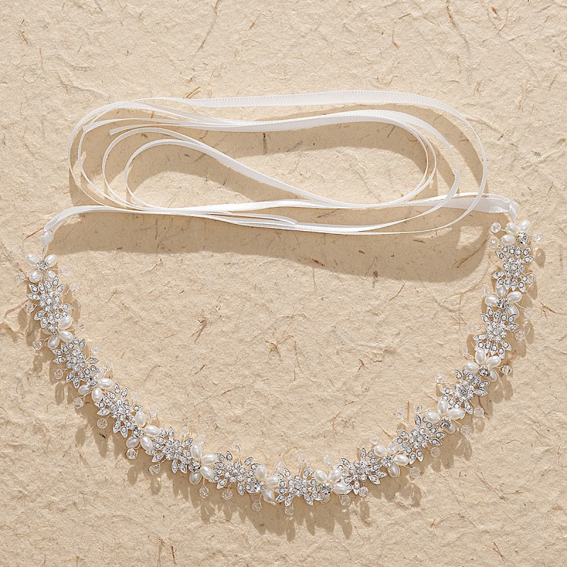 Streamer Headband Supplier - Children's Pearl Streamer Headband Princess Net Gauze Ponytail Headband