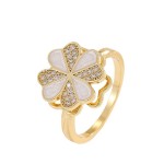 Lucky Grass Ring Supplier - 18K Real Gold Color Lucky Grass Diamond Ring Rotatable Adjustable