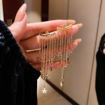 Tassel Earring Factory - Fashion 925 Sterling Silver Post Tassel 18k Gold Plated Star Earring