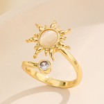 Lucky Grass Ring Supplier - 18K Real Gold Color Lucky Grass Diamond Ring Rotatable Adjustable
