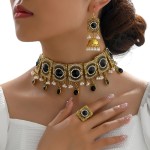 Retro Gemstone Set Factory - Exaggerated Retro Gemstone Necklace Earring Ring Luxury Set