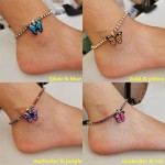 Butterfly Anklet Supplier - Fashion Butterfly Charms Crystal Stainless Steel Foot Chain Jewelry