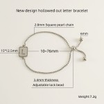 Letter Bracelet Factory - Titanium Steel Sanded 26-letter Bracelet Hollow-out Adjustable for Women