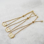 Shell Bracelet Manufacturer - Wholesale Titanium Steel Natural Shell 26 Letter Draw Bracelet