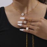 Gold Plated Necklace Supplier - In Stock 18k Gold Plated Stainless Steel Shell Flower Necklace