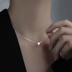 Geometric Necklace Factory - Geometric Simple Clavicle Chain 925 Silver Heart Cross Necklace