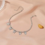 Butterfly Anklet Supplier - Butterfly Stainless Steel Anklet Rhinestone Cuban Chain Foot Jewelry