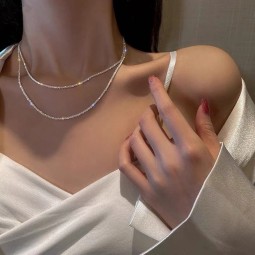Lady Necklace Manufacturer - New 925 Sterling Silver Sparkling Clavicle Chain Collar Jewelry
